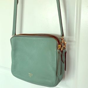 Fossil greenish blue/ light teal square crossbody